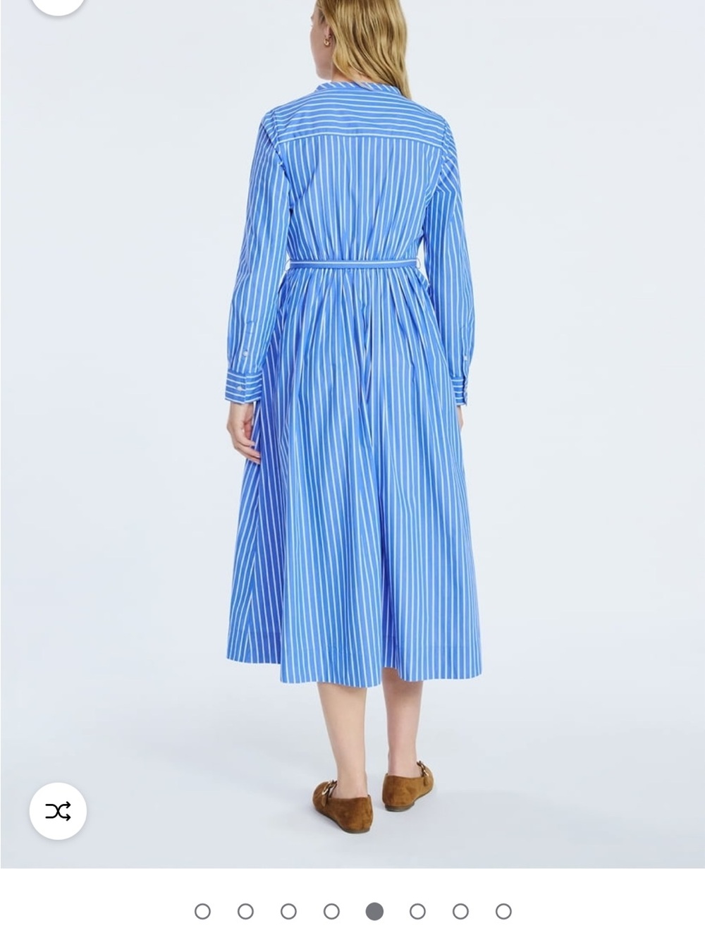 Free Assembly sz Medium Blue Striped Midi Shirt Dress long sleeve preppy classic - Picture 3 of 16